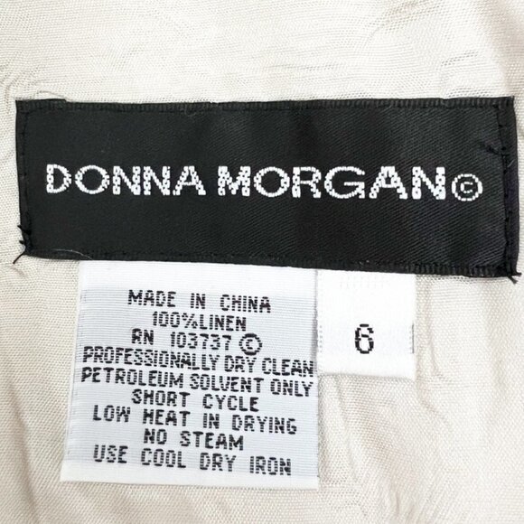 Donna Morgan Tank Dress Women's 6 Khaki 100% Linen Shell Bead Embellished Midi - Picture 7 of 14